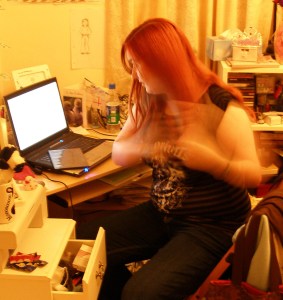 hs girl in bedroom with laptop - real life